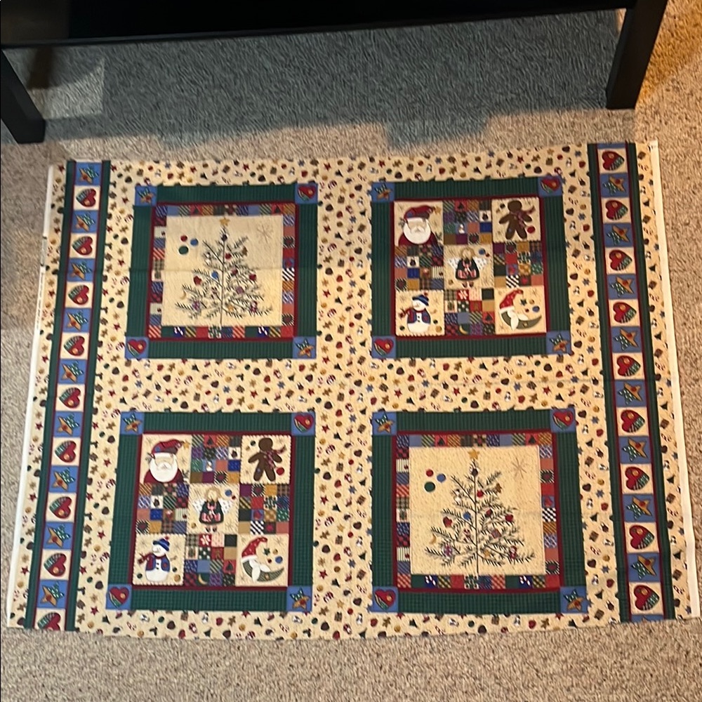 Festive Patchwork Quilt Style Fabric Panel Christmas Cotton Pillow